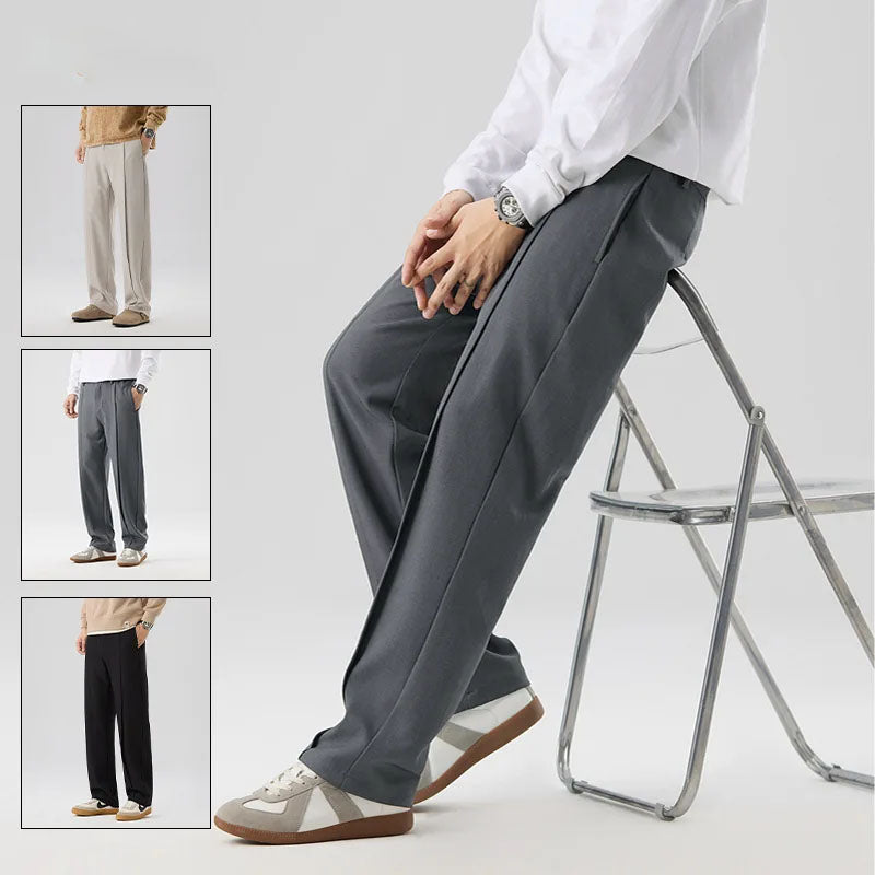 Men's Tailored Pleated Pants Relaxed Fit Smart-Casual Office