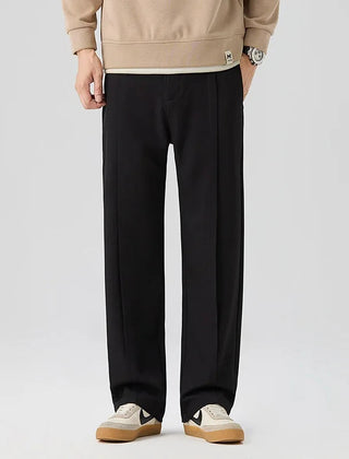 Men's Tailored Pleated Pants Relaxed Fit Smart-Casual Office