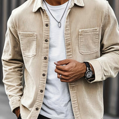 Men's Long-Sleeve Overshirt Button-Up Pocketed Casual Everyday Style