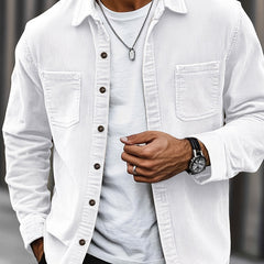 Men's Long-Sleeve Overshirt Button-Up Pocketed Casual Everyday Style