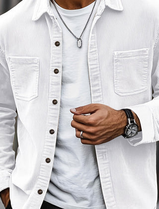Men's Long-Sleeve Overshirt Button-Up Pocketed Casual Everyday Style