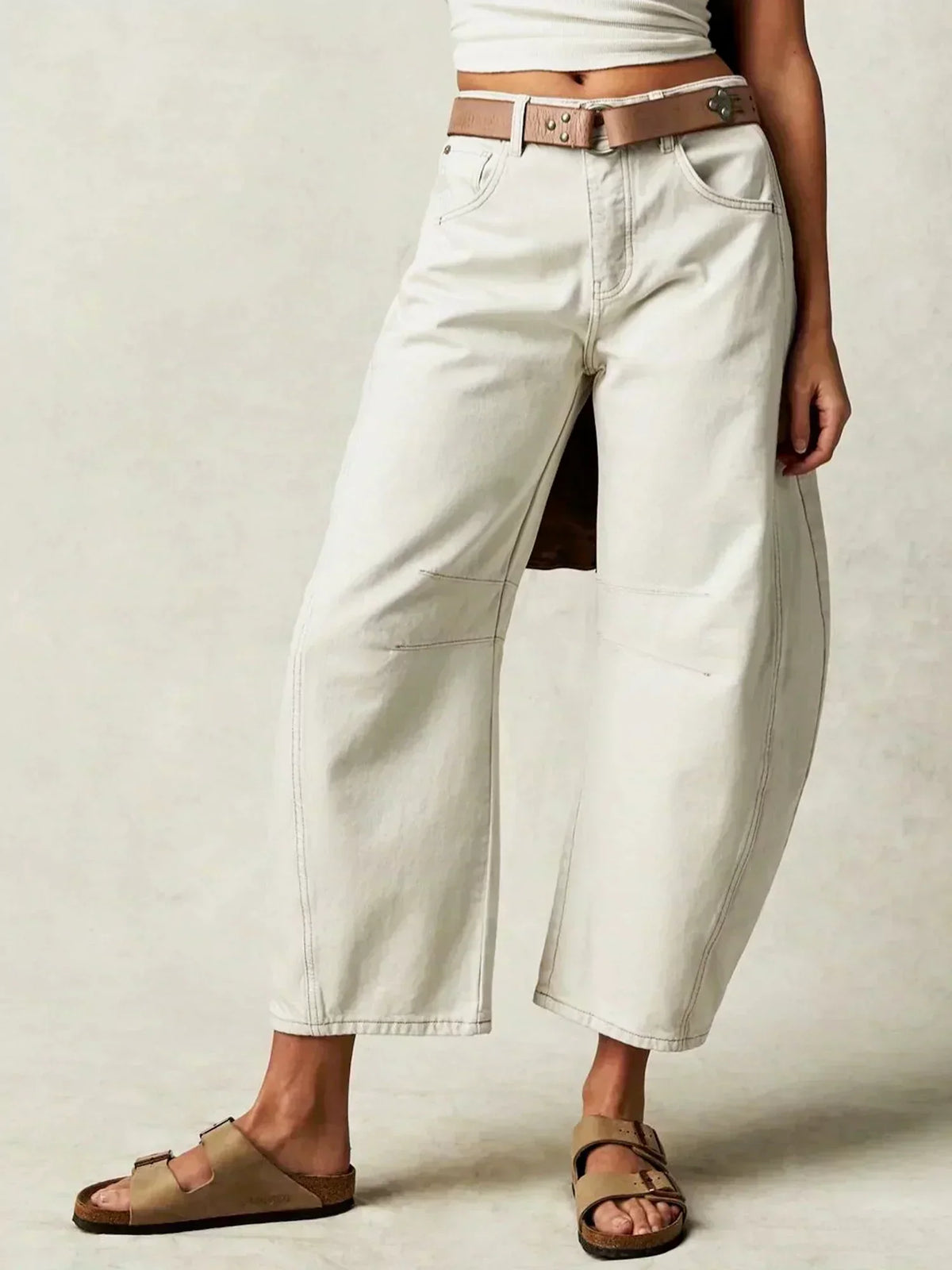 Women's Chic Barrel Jeans High-Waisted Relaxed Fit Casual Everyday Wear