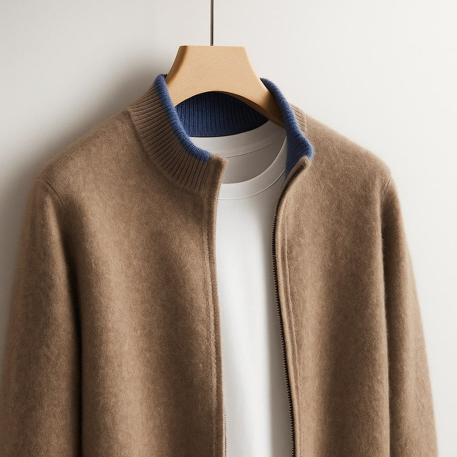 Men's Zip-Up Jacket Slim Fit Long Sleeve Stand Collar Casual Everyday