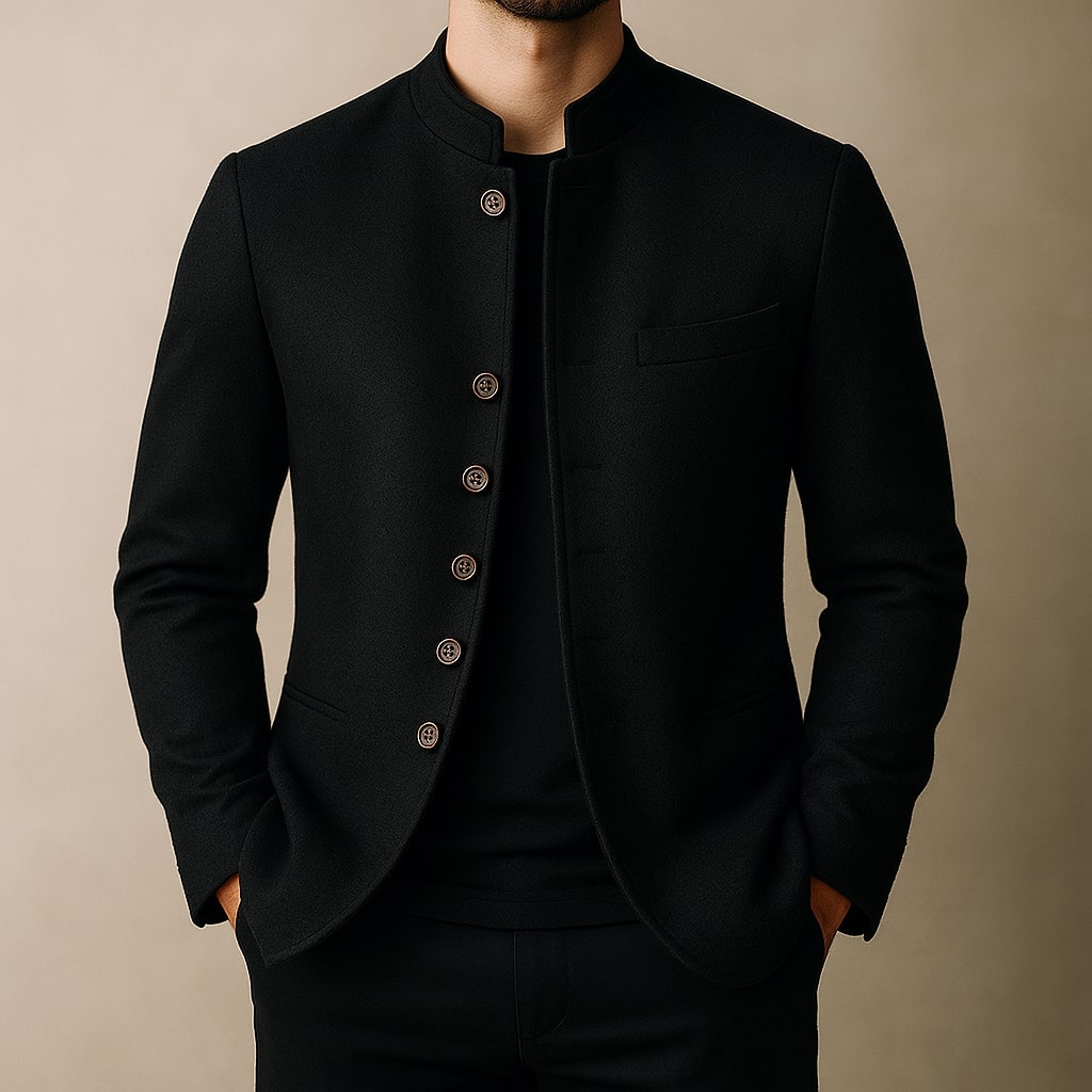 Men's Stand-Collar Jacket Tailored Fit Long Sleeve Casual Everyday Outerwear