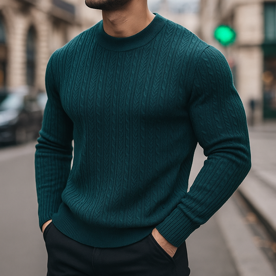 Men's Knitted Sweater Relaxed Fit Long Sleeve Crew Neck Casual Everyday