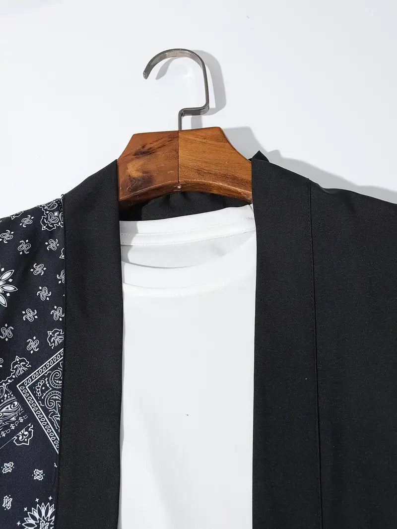 Men's Kimono Cardigan Open Front Relaxed Fit Casual Layering
