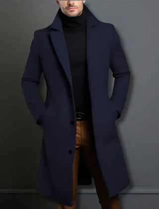 Men's Tailored Overcoat Classic Fit Notched Collar Button Closure Outerwear