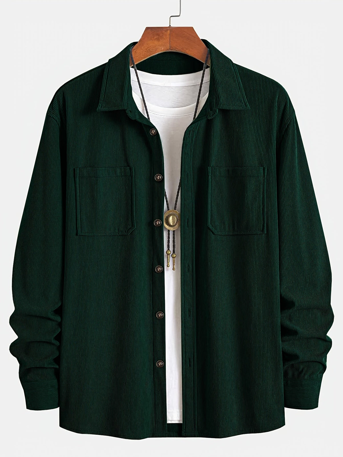 Men's Long-Sleeve Overshirt Button-Up Pocketed Casual Everyday Style