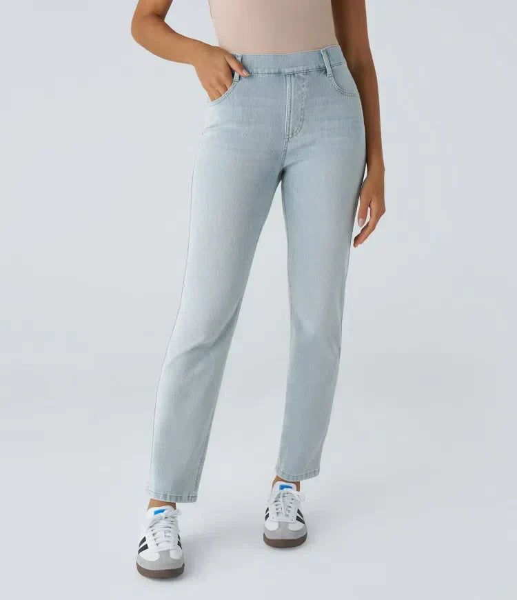 Women's High-Waisted Elastic Pants Stretchy Fit Everyday Casual Wear