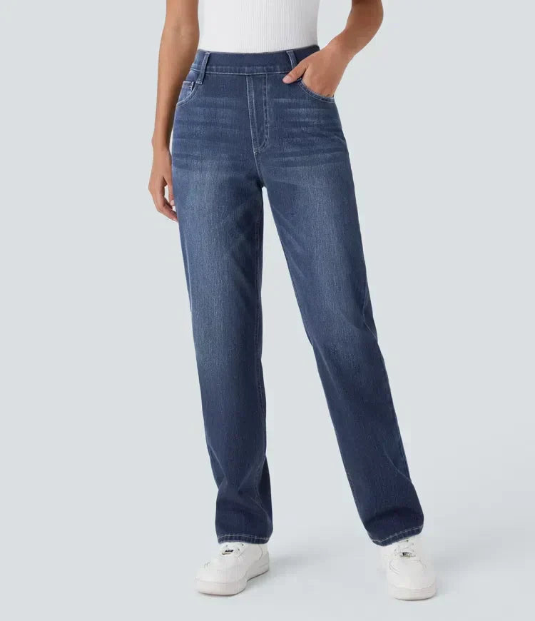 Women's High-Waisted Elastic Pants Stretchy Fit Everyday Casual Wear