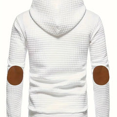 Men's Casual Waffle-Knit Hoodie Long Sleeve Relaxed Fit Everyday Wear