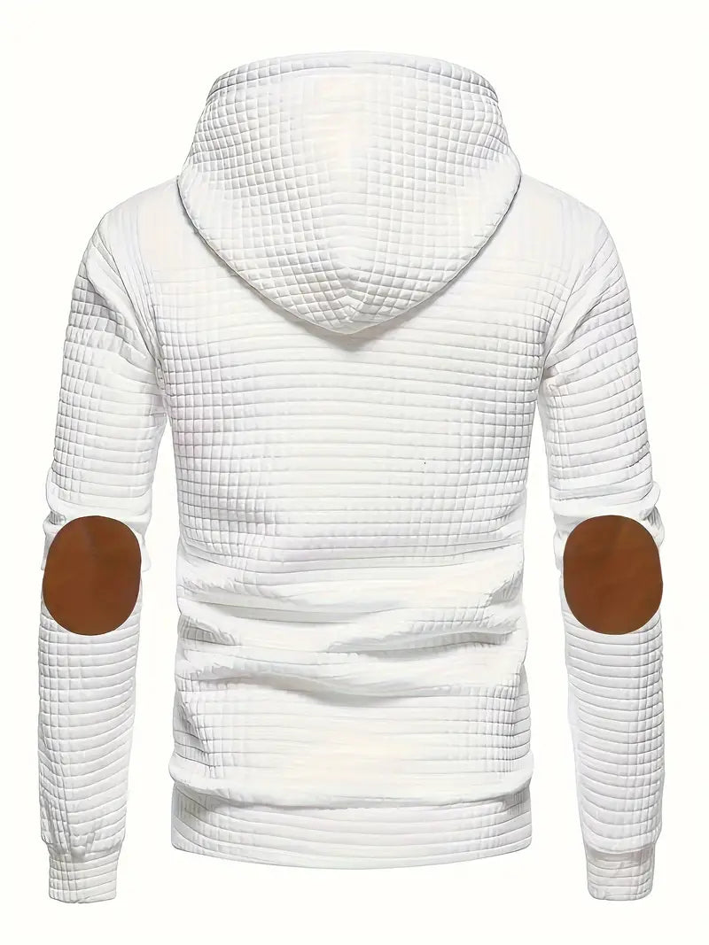 Men's Casual Waffle-Knit Hoodie Long Sleeve Relaxed Fit Everyday Wear