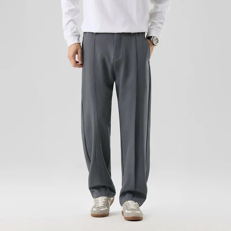 Men's Tailored Pleated Pants Relaxed Fit Smart-Casual Office