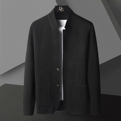 Men's Smart Wool Blend Jacket Tailored Fit Long Sleeve Button-Up Stylish Everyday