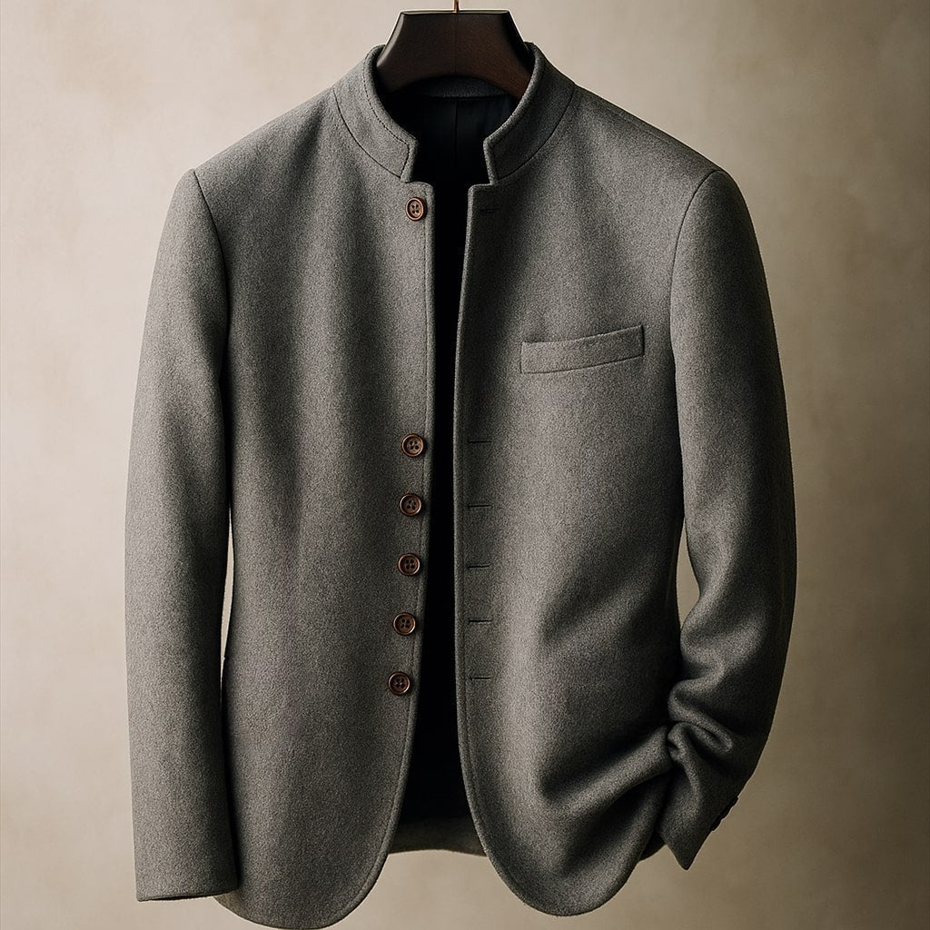 Men's Stand-Collar Jacket Tailored Fit Long Sleeve Casual Everyday Outerwear