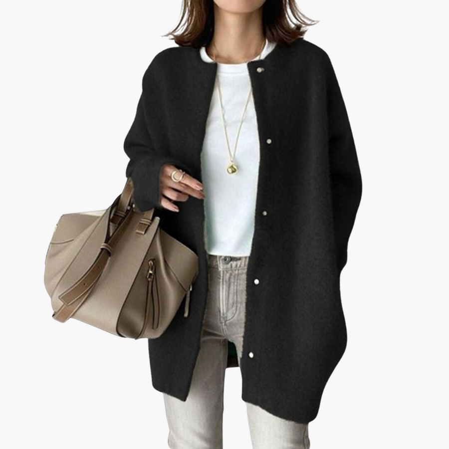 Women's Stylish Winter Coat Tailored Fit Long Sleeve Button Closure Elegant