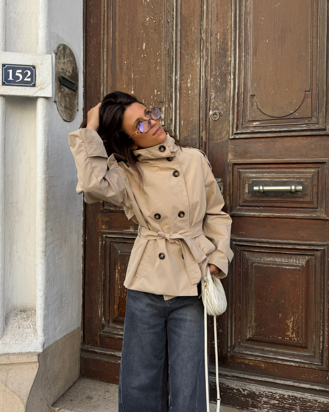 Women's Cropped Trench Coat Belted Tailored Fit Stylish Layering