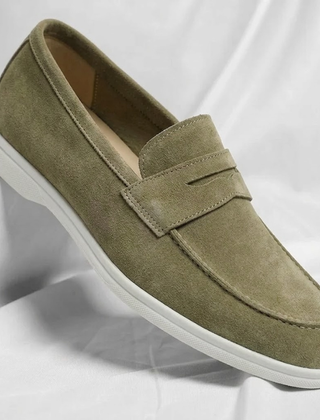 Men's Suede Penny Loafers Classic Slip-On Casual Stylish Everyday Footwear