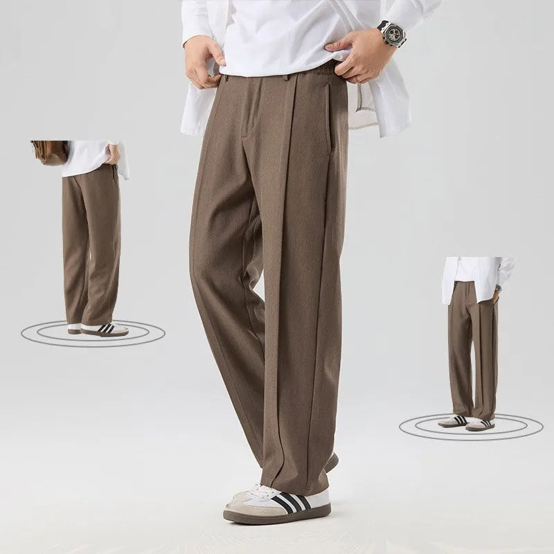 Men's Tailored Pleated Pants Relaxed Fit Smart-Casual Office