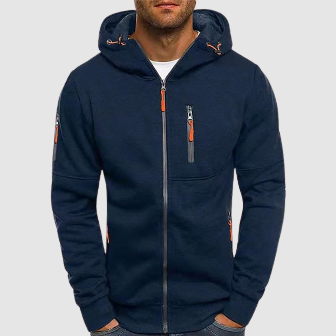 Men's Casual Zip-Up Hoodie Relaxed Fit Long Sleeve Everyday Layering