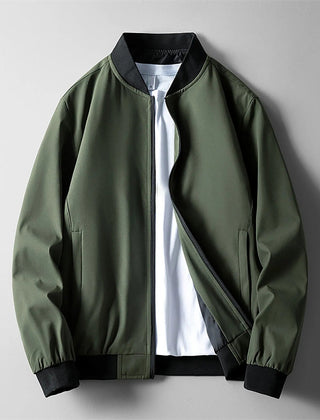 Men's Casual Bomber Jacket Zip Front Classic Fit Everyday Layering