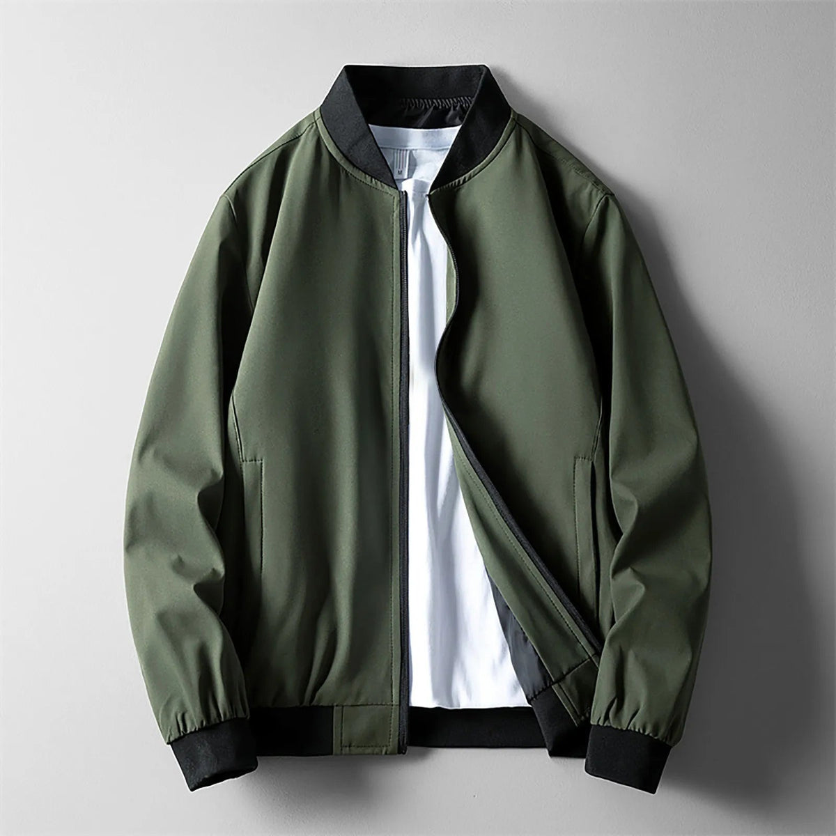 Men's Casual Bomber Jacket Zip Front Classic Fit Everyday Layering