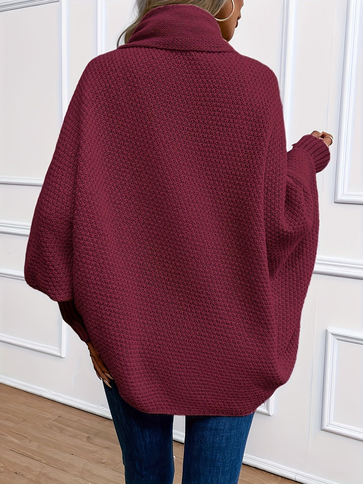 Women's Oversized Knit Cardigan Shawl Collar Dolman Sleeve Relaxed Style