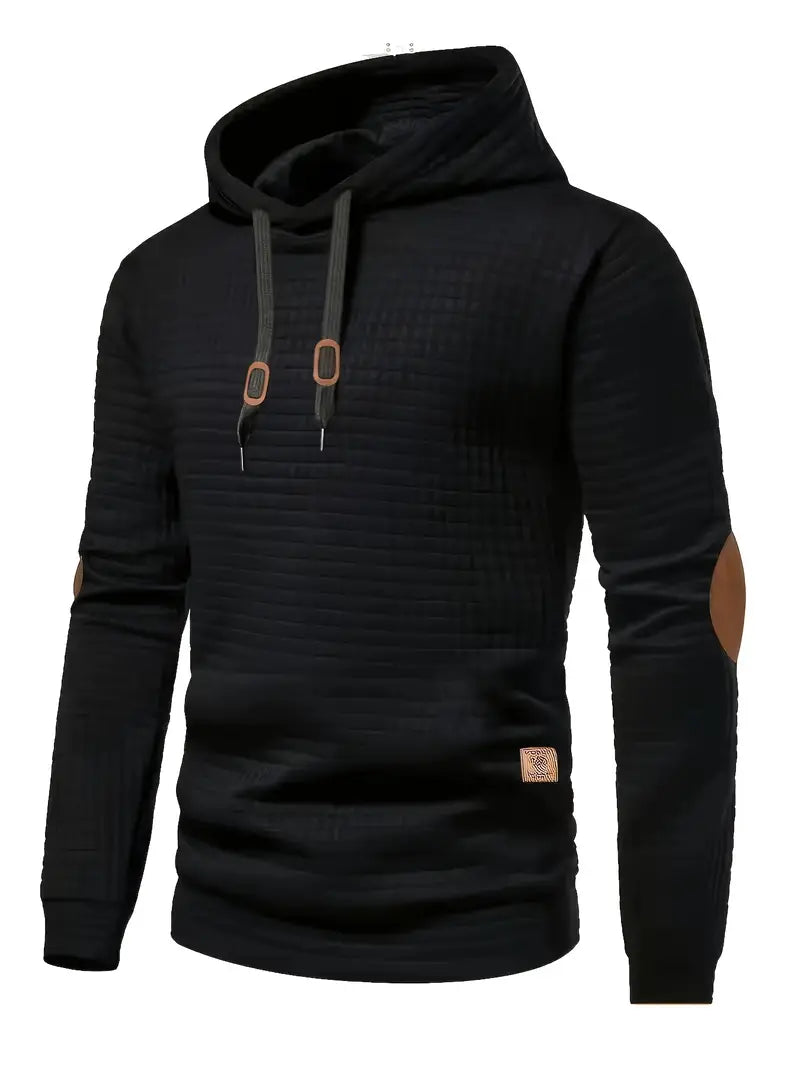 Men's Casual Waffle-Knit Hoodie Long Sleeve Relaxed Fit Everyday Wear