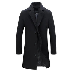 Men's Tailored Overcoat Classic Fit Notched Collar Button Closure Outerwear