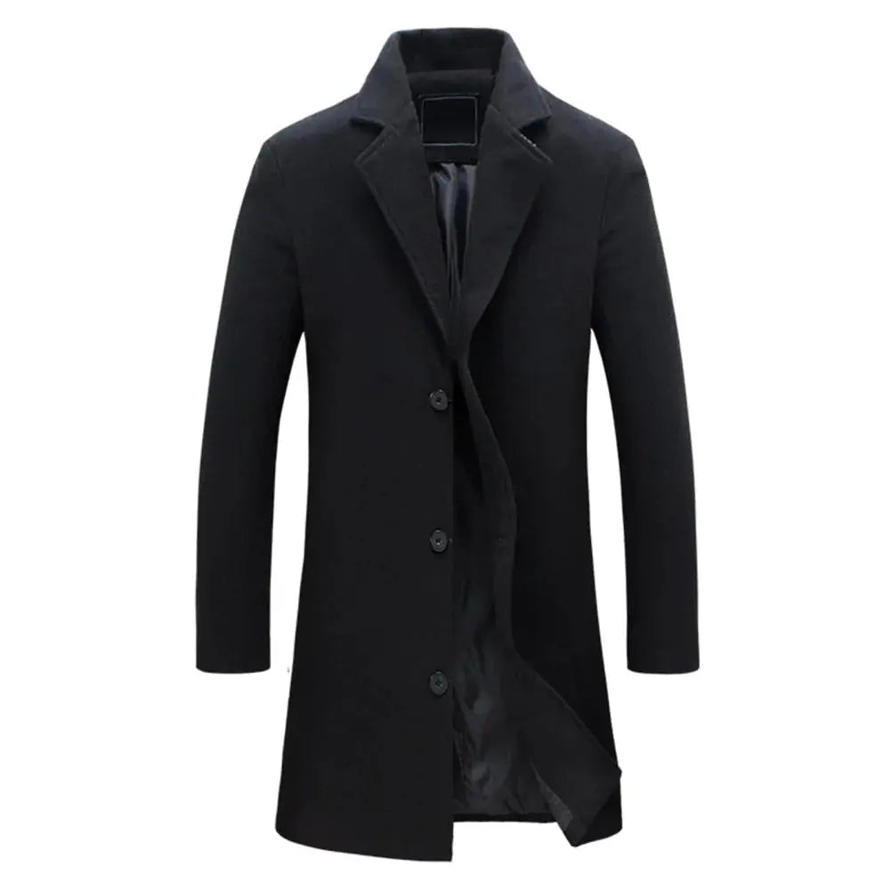 Men's Tailored Overcoat Classic Fit Notched Collar Button Closure Outerwear