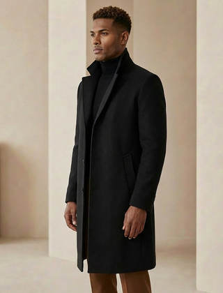 Men's Tailored Overcoat Structured Fit Long Sleeve Notched Collar Classic Styling