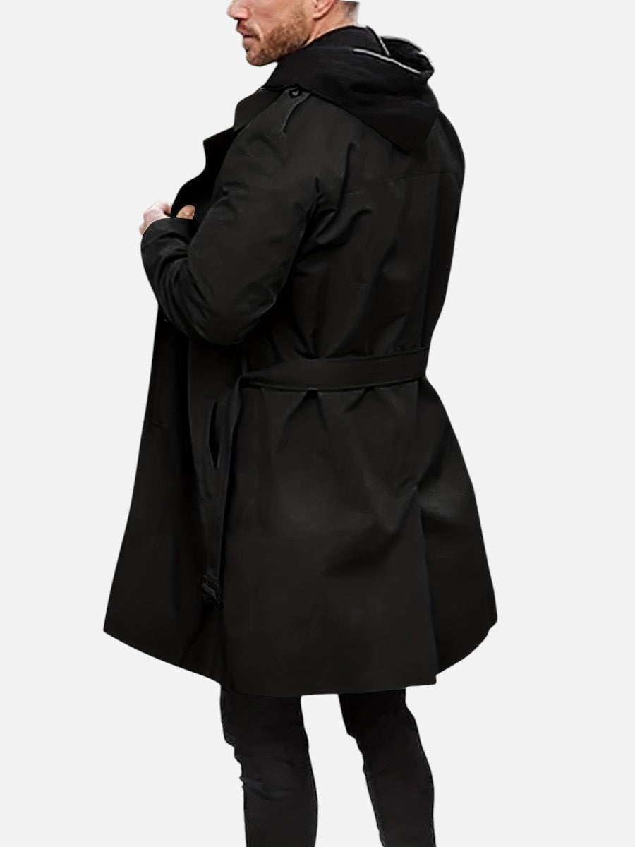 Men's Double-Breasted Trench Coat Long Sleeve Classic Fit Stylish Layering