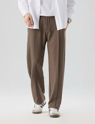 Men's Tailored Pleated Pants Relaxed Fit Smart-Casual Office