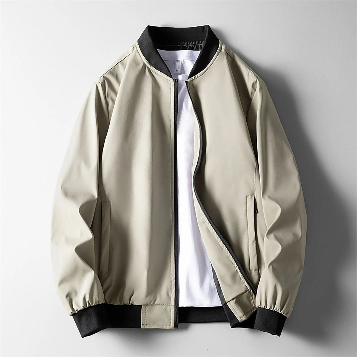 Men's Casual Bomber Jacket Zip Front Classic Fit Everyday Layering