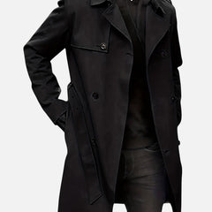 Men's Double-Breasted Trench Coat Long Sleeve Classic Fit Stylish Layering