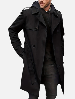 Men's Double-Breasted Trench Coat Long Sleeve Classic Fit Stylish Layering