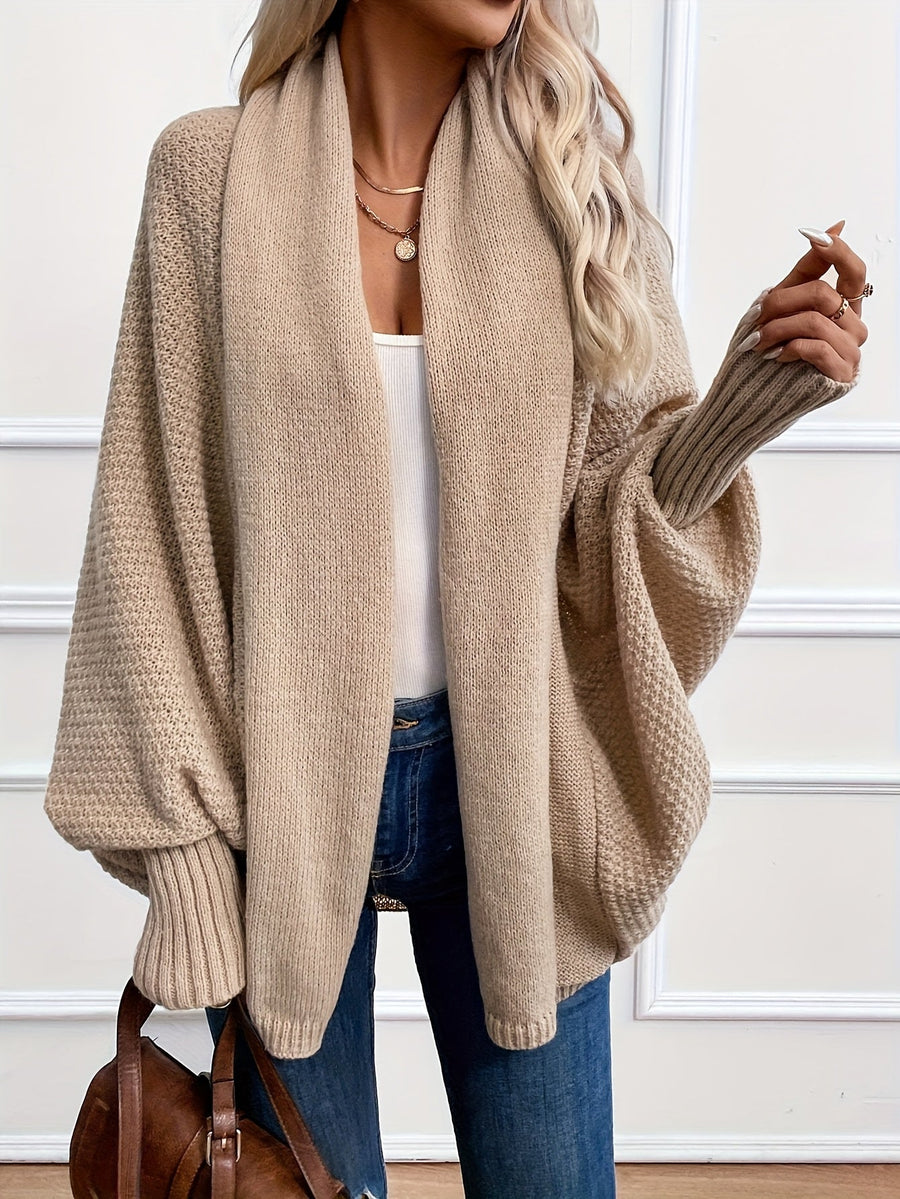 Women's Oversized Knit Cardigan Shawl Collar Dolman Sleeve Relaxed Style