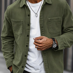 Men's Long-Sleeve Overshirt Button-Up Pocketed Casual Everyday Style