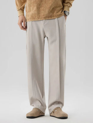 Men's Tailored Pleated Pants Relaxed Fit Smart-Casual Office