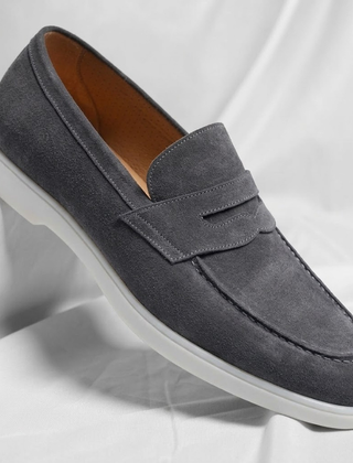 Men's Suede Penny Loafers Classic Slip-On Casual Stylish Everyday Footwear