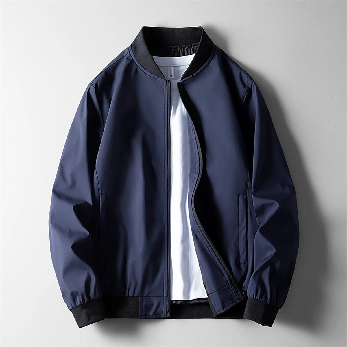 Men's Casual Bomber Jacket Zip Front Classic Fit Everyday Layering