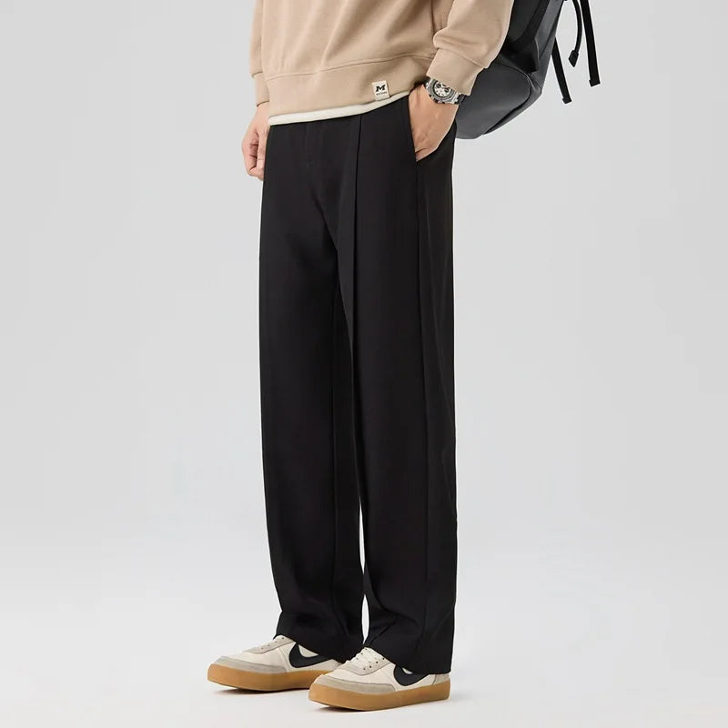 Men's Tailored Pleated Pants Relaxed Fit Smart-Casual Office