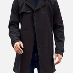 Men's Double-Breasted Trench Coat Long Sleeve Classic Fit Stylish Layering