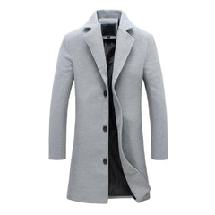 Men's Tailored Overcoat Classic Fit Notched Collar Button Closure Outerwear