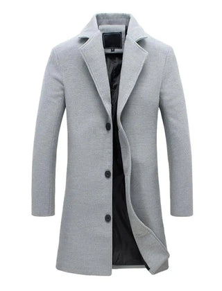 Men's Tailored Overcoat Classic Fit Notched Collar Button Closure Outerwear