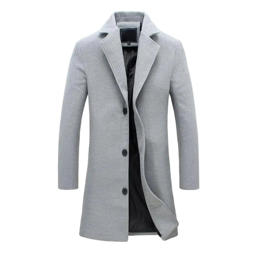 Men's Tailored Overcoat Classic Fit Notched Collar Button Closure Outerwear
