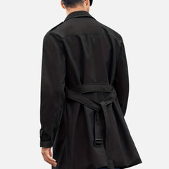 Men's Double-Breasted Trench Coat Long Sleeve Classic Fit Stylish Layering
