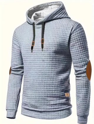 Men's Casual Waffle-Knit Hoodie Long Sleeve Relaxed Fit Everyday Wear