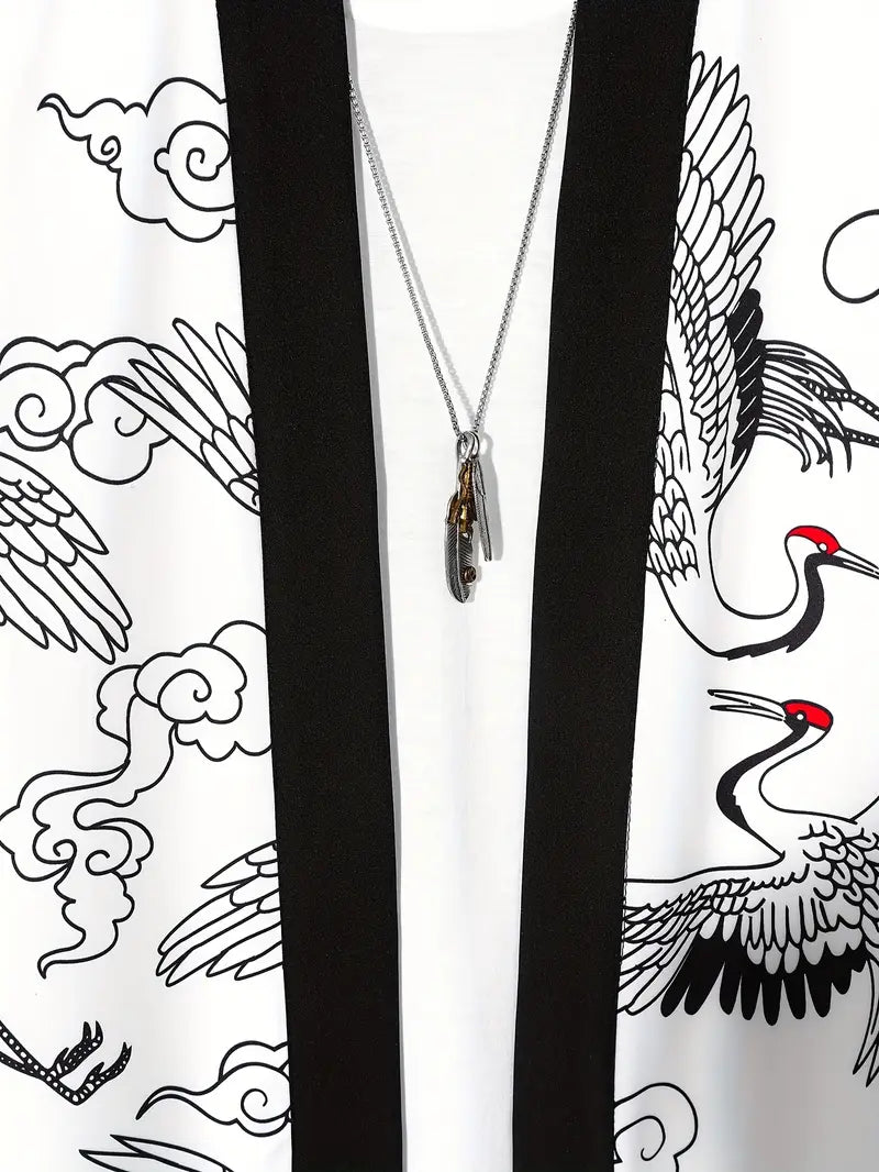 Men's Kimono Cardigan Open Front Relaxed Fit Casual Layering