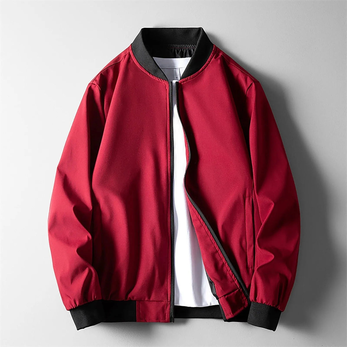 Men's Casual Bomber Jacket Zip Front Classic Fit Everyday Layering